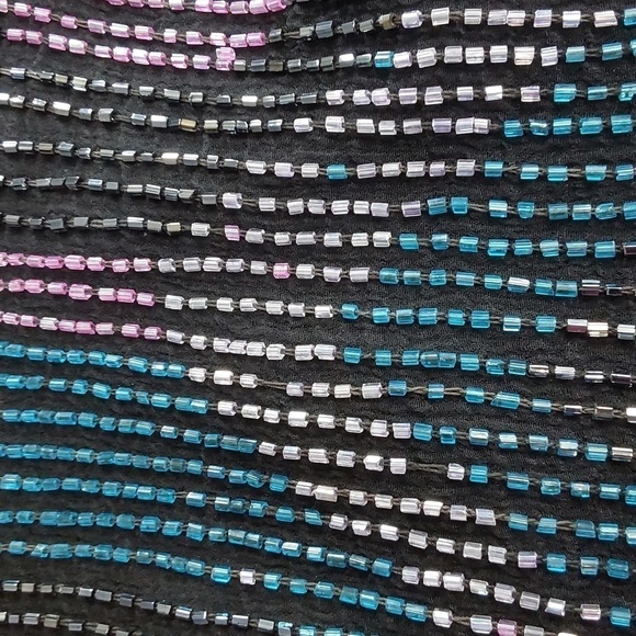 Carolyne Barton Purple Heavily Beaded Geometric Vintage Dressy Blouse Sz.L - Picture 12 of 12